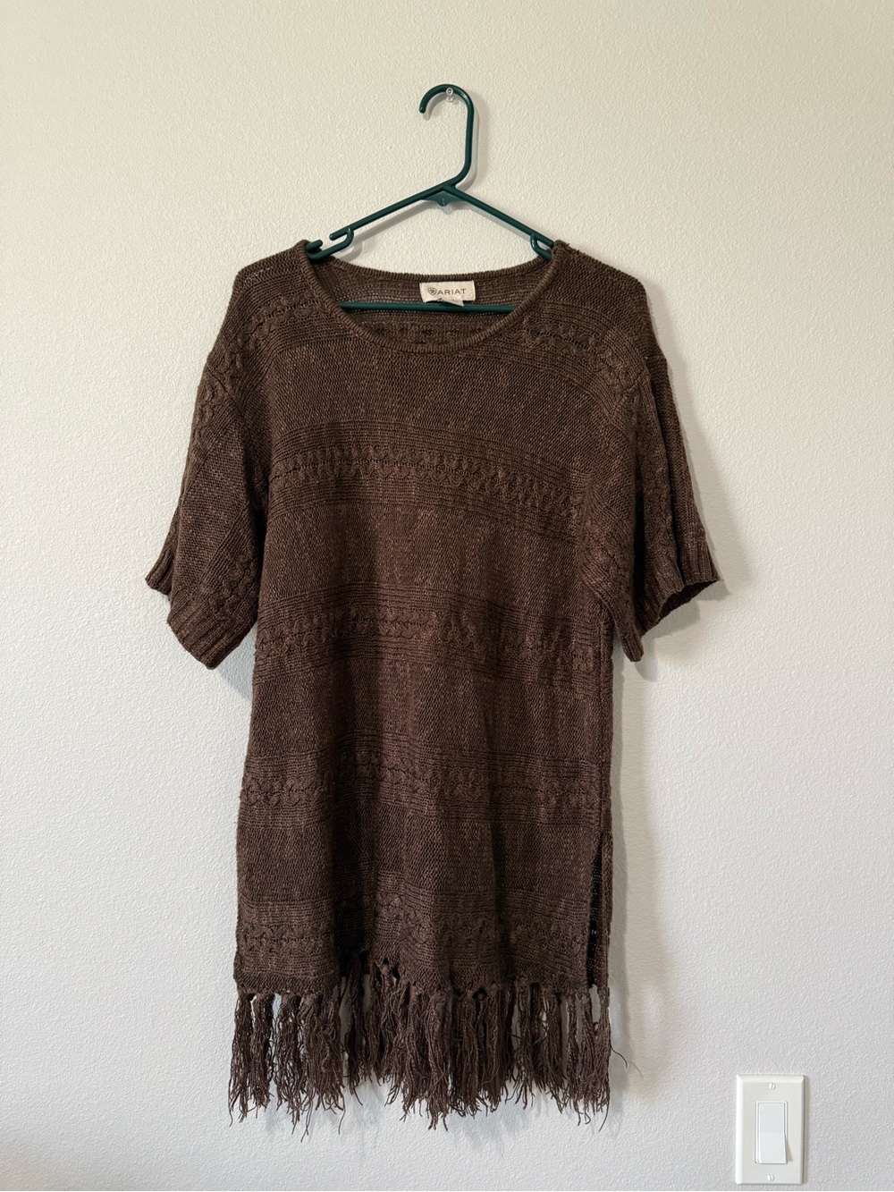 Ariat Chocolate Brown Fringe Knit Mini Dress